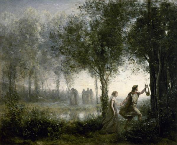 Orpheus Leading Eurydice From The Underworld by Jean-baptiste-camille Corot