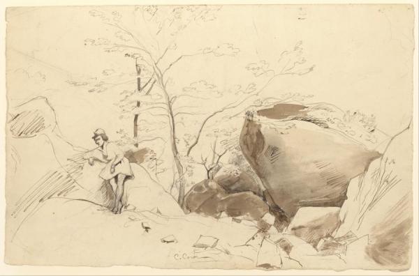 Pen And Brown Ink by Jean-baptiste-camille Corot