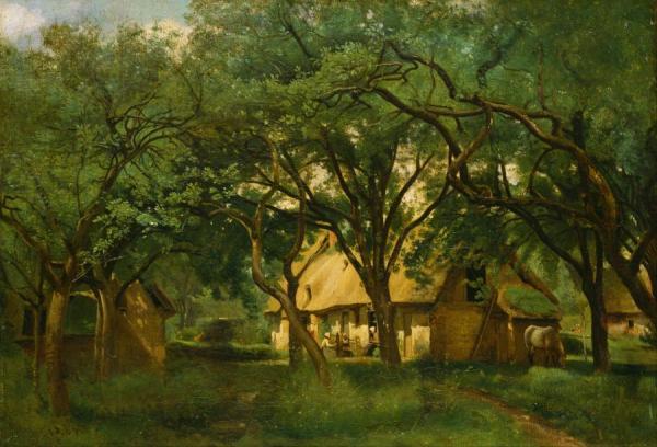 The Toutain Farm At Honfleur by Jean-baptiste-camille Corot
