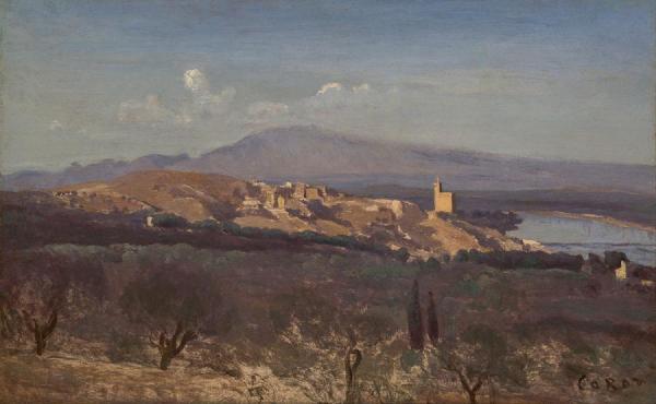 Villeneuve-les-avignon by Jean-baptiste-camille Corot