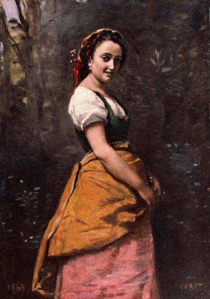 Young Woman In The Woods by Jean-baptiste-camille Corot