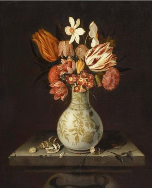 Still Life With Tulips, Crocuses, Primroses And Other Flowers by Jean-baptiste Fornenburgh
