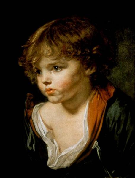 Jean-baptiste Greuze A Blond Haired Boy With An Open Shirt