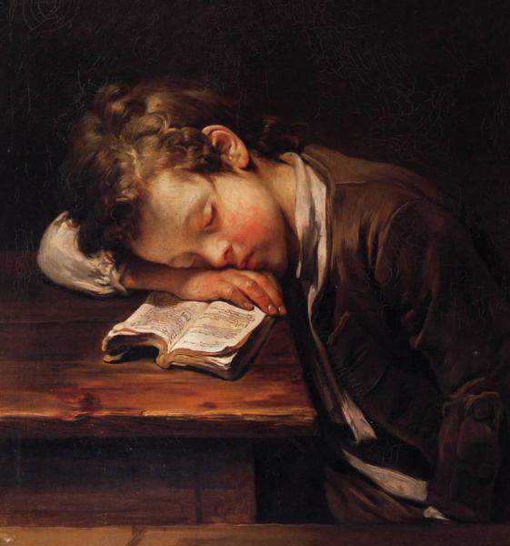 Jean-baptiste Greuze A Schoolboy Sleeping On His Book