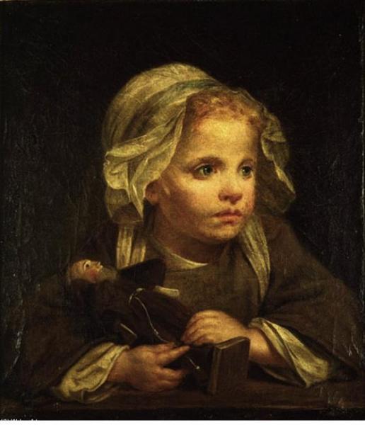 Girl With A Capuchin by Jean-baptiste Greuze