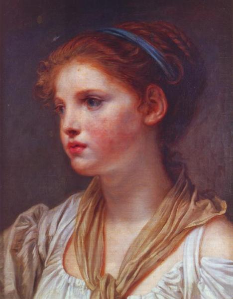 Portrait Of A Young Girl With A Blue Ribbon by Jean-baptiste Greuze Oil Painting Reproductions