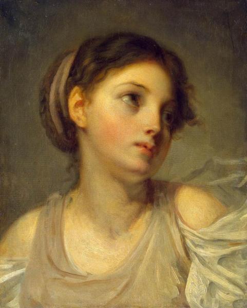 Young Girl In A Lilac Tunic by Jean-baptiste Greuze