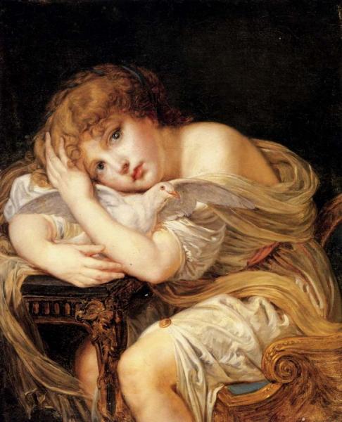 Young Girl With A Pigeon by Jean-baptiste Greuze Oil Painting Reproductions