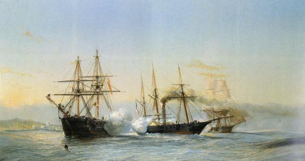 Jean-baptiste-henri Durand-brager Naval Combat Near Mogador,ca.1845