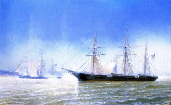 Jean-baptiste-henri Durand-brager The Confederate Raider Alabama In Action With The U.s.s. Kearsarge, June 19, 1864