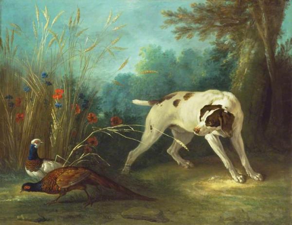 Dog Pointing Pheasants by Jean-baptiste Oudry