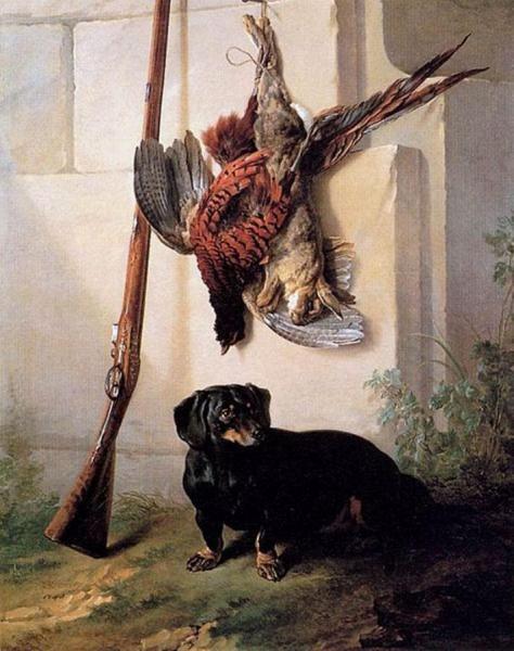 Hound With Gun And Dead Game by Jean-baptiste Oudry