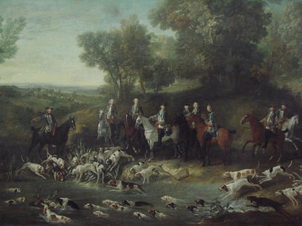 Louis Xv Chasing A Deer In The Forest Of Saint-germain by Jean-baptiste Oudry