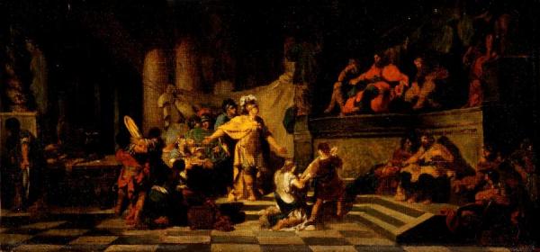 Aeneas Offering Presents To King Latinus And Asking Him For The Hand Of His Daughter by Jean Baptiste Regnault Oil Painting Reproductions