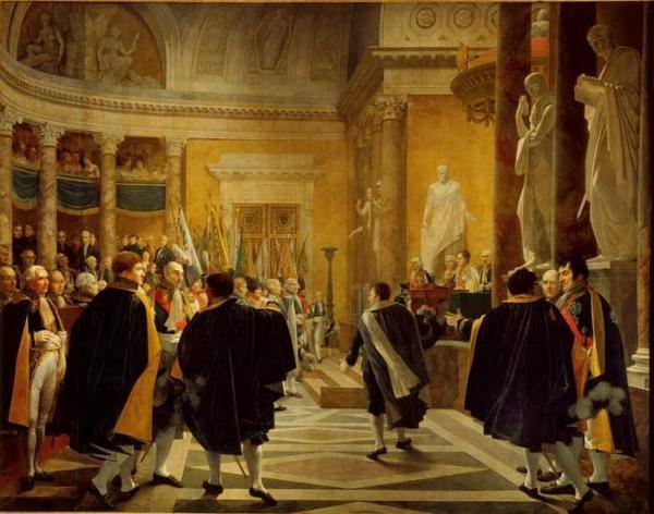 French Senate Receives The Flags Taken In Austria, 1 January 1806 by Jean Baptiste Regnault