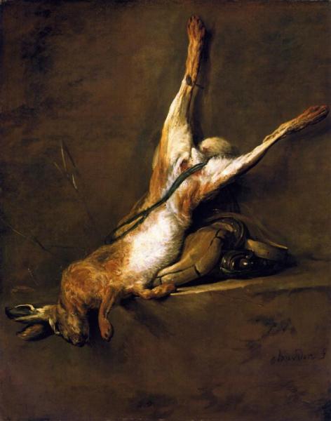 Hare With Powder Flask And Game Bag by Jean-baptiste-simeon Chardin Oil Painting Reproductions