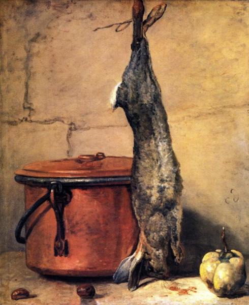 Rabbit With Copper Cauldron And Quince by Jean-baptiste-simeon Chardin