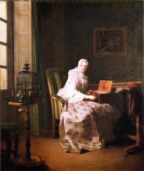 The Serinette by Jean-baptiste-simeon Chardin
