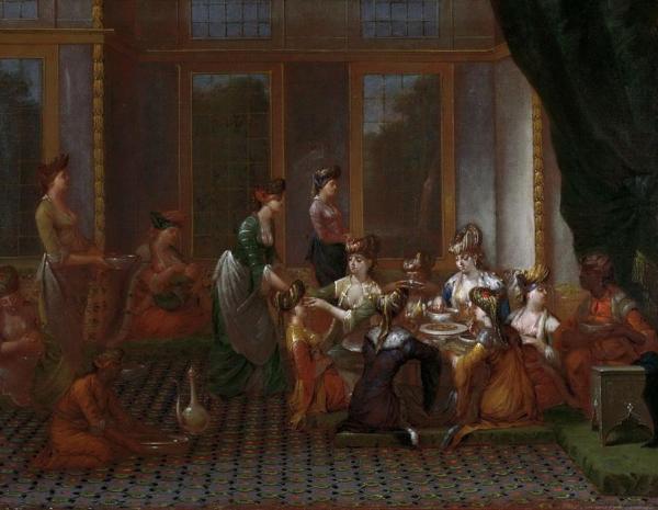 Meal Of A Turkish Noblewomen by Jean Baptiste Vanmour Oil Painting Reproductions