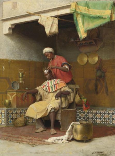 The Barber Shop, Tangiers by Jean Discart Oil Painting Reproductions