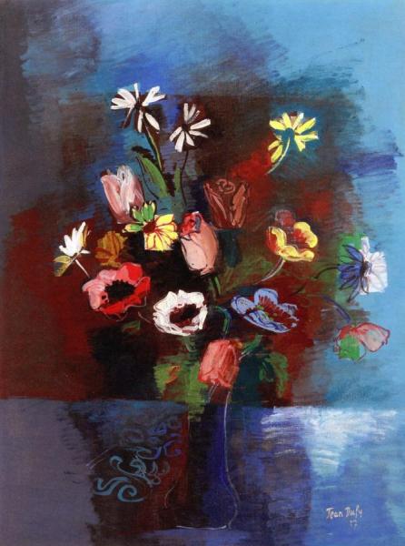 Bouquet Of Anemones And Magnolias by Jean Dufy