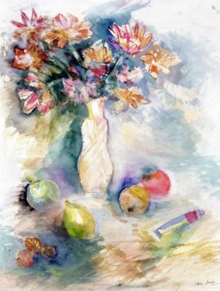 Bouquet Of Flowers With A Placemat by Jean Dufy