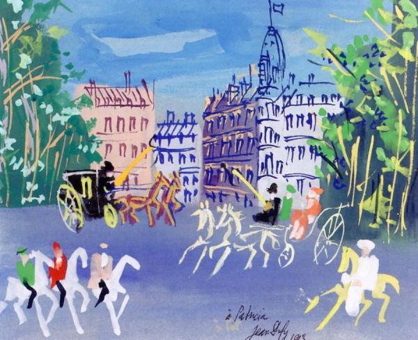 Carriages And Horsemen by Jean Dufy