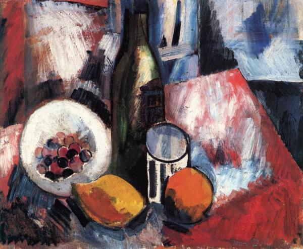 Fruit And Bottle by Jean Dufy