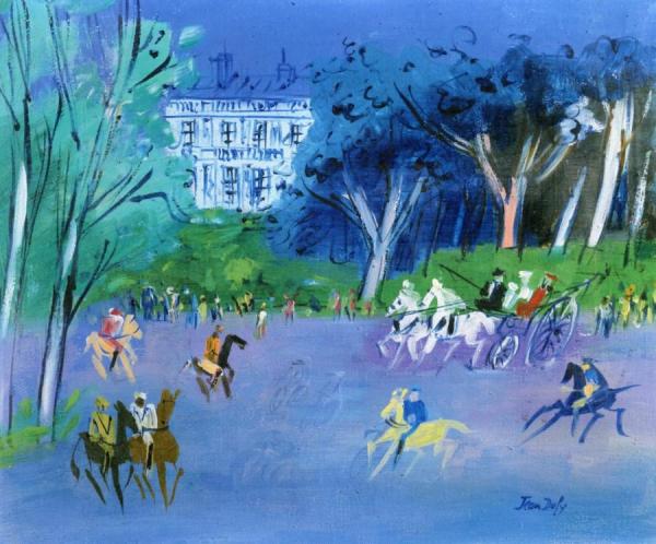 Horsemen And Carriage In The Bois De Boulogne by Jean Dufy