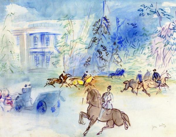 Horsemen In The Bois De Boulogne by Jean Dufy