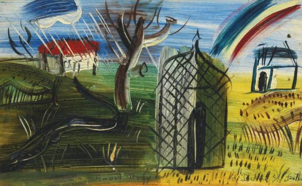 L'arc En Ciel Au Dessus De Saint Denis Sur Sarthon by Jean Dufy