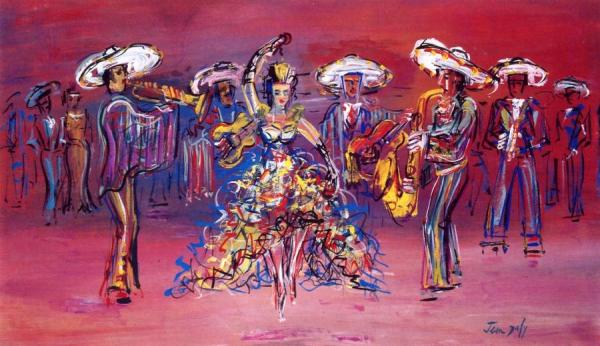 Mexican Dancer And Orchestra by Jean Dufy