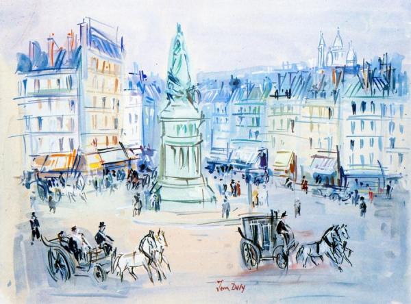 Paris, Place Clicny by Jean Dufy