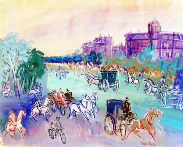 Riders And Carriages Near The Wood by Jean Dufy