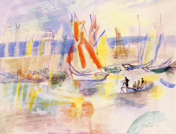 Sailboats At Ile D'yeu by Jean Dufy