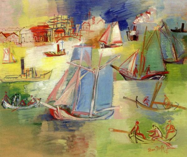 Sailboats In The Outer Harbor Of Le Havre by Jean Dufy