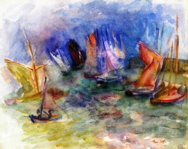 Sailboats In The Port Of L'Île D'yeu by Jean Dufy