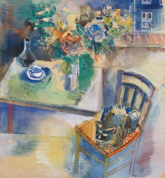 Sieste Du Chat Dans L'atelier by Jean Dufy