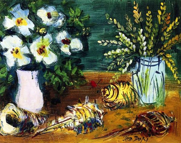 Still Life With Flowers And Shells by Jean Dufy