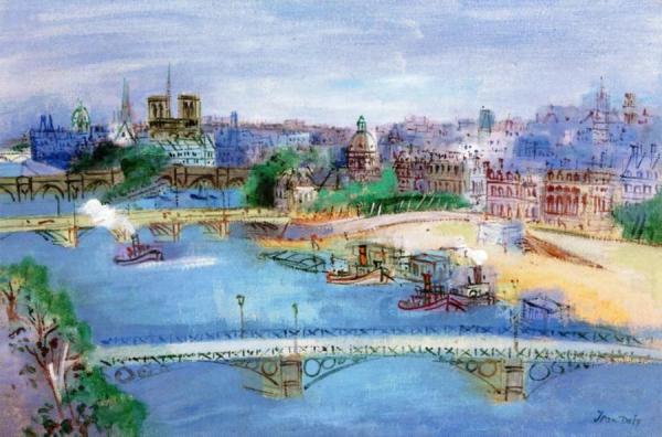 The Seine With Pont Du Carrousel by Jean Dufy