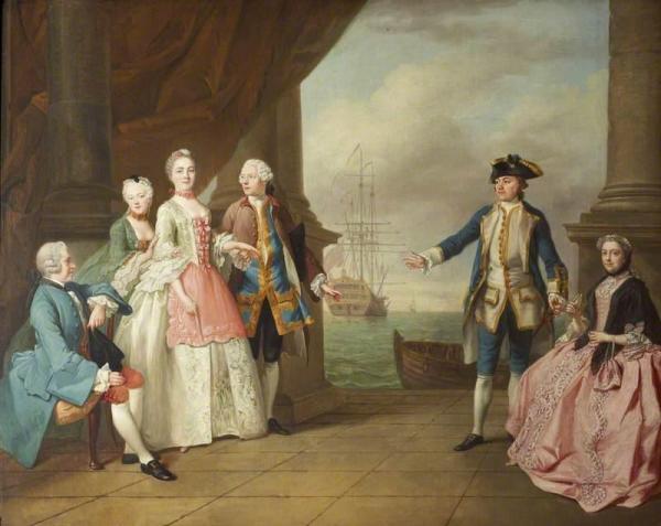Mrs Constantine Phipps, Being Led To Greet Her Brother, Captain  Augustus Hervey by Jean Etienne Liotard