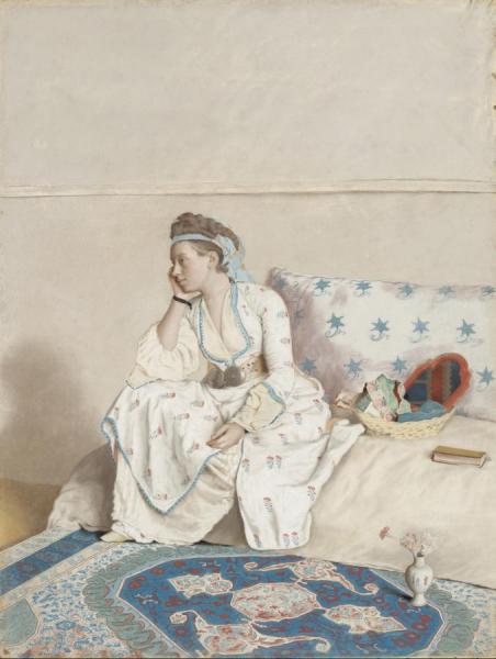 Portrait Of The Artist's Wife, Marie Fargues, In Turkish Dress by Jean Etienne Liotard Oil Painting Reproductions