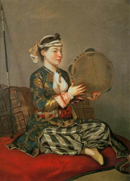 Turkish Woman With A Tambourine by Jean Etienne Liotard Oil Painting Reproductions