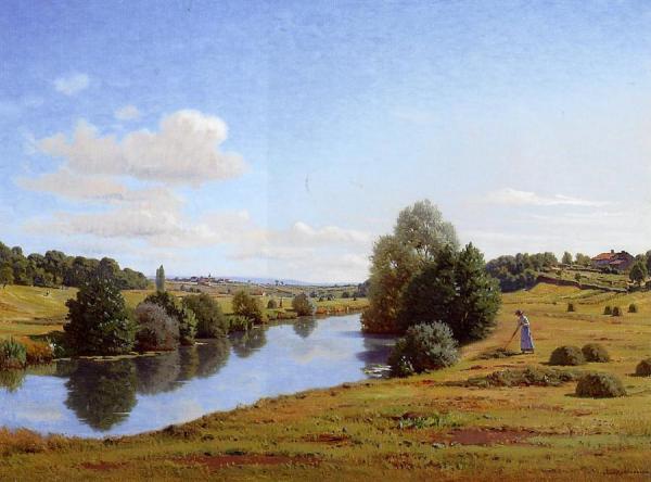 The Banks Of The Saone Near Chatillon by Jean Ferdinand Monchablon