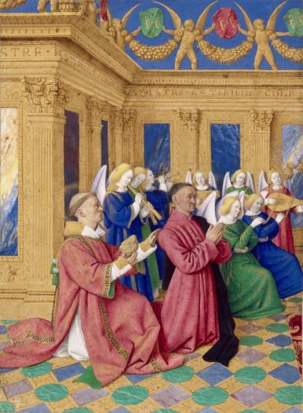 Etienne Chevalier Et Saint Etienne Son Saint Patron, Miniature Tiree Des Heures D'etienne Chevalier by Jean Fouquet