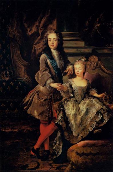 Portrait Of Louis Xv Of France And Maria Anna Victoria Of Spain by Jean-franсois De Troy Oil Painting Reproductions
