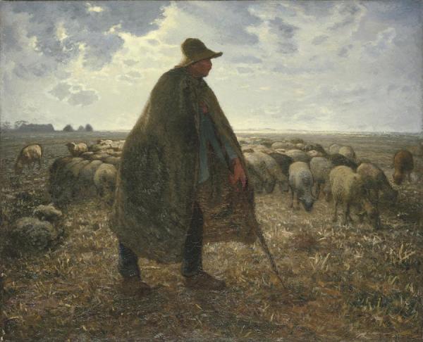 Shepherd Tending His Flock by Jean Francois Millet Oil Painting Reproductions