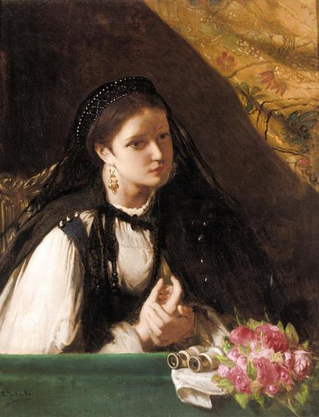 At The Theater by Jean Francois Portaels