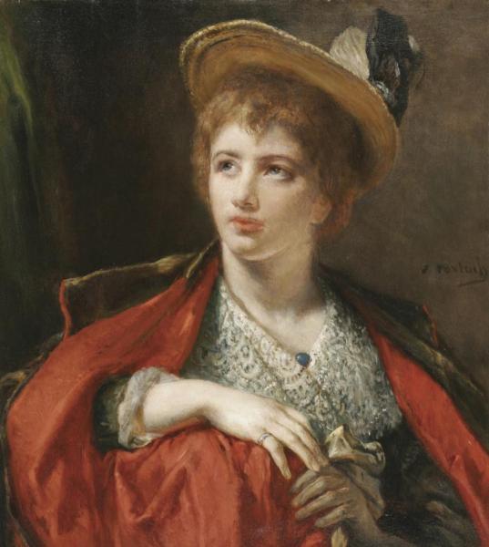 Woman In A Hat by Jean Francois Portaels
