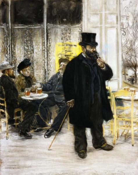 Bohemians At The Cafe by Jean-françois Raffaëlli